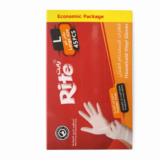 Picture of Rite Disposable Clear Gloves – Size L, 45 Pieces (Model 7662)