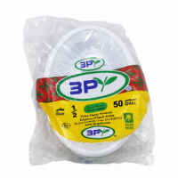 صورة صحن بلاستيك بيضاوي مقاس 1/2 – ثري بي | عبوة 50 حبة × 30 ربطة