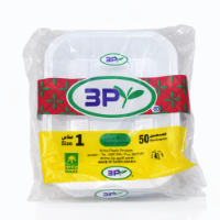 صورة صحن بلاستيك مستطيل رقم 1 – ثري بي | عبوة 50 حبة × 20 ربطة